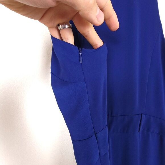 MARCIANO Guess Kaidy Draped Collar Pleated Wide Leg Crepe Jumpsuit Career 0 Blue - Picture 9 of 11